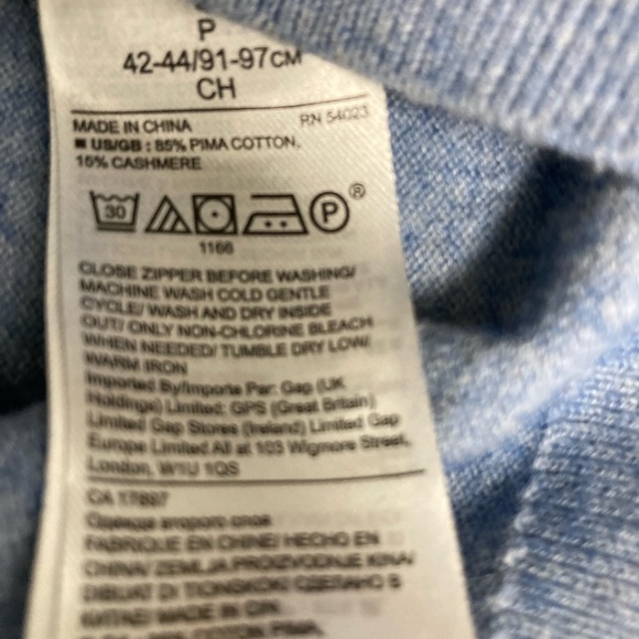 Cotton Cashmere Blend Banana Republic 1/2 Zip Blue Sweater - Picture 5 of 6